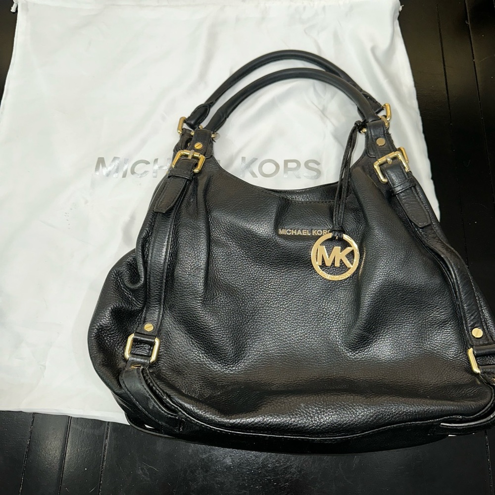 Michael Kors black leather hobo bag